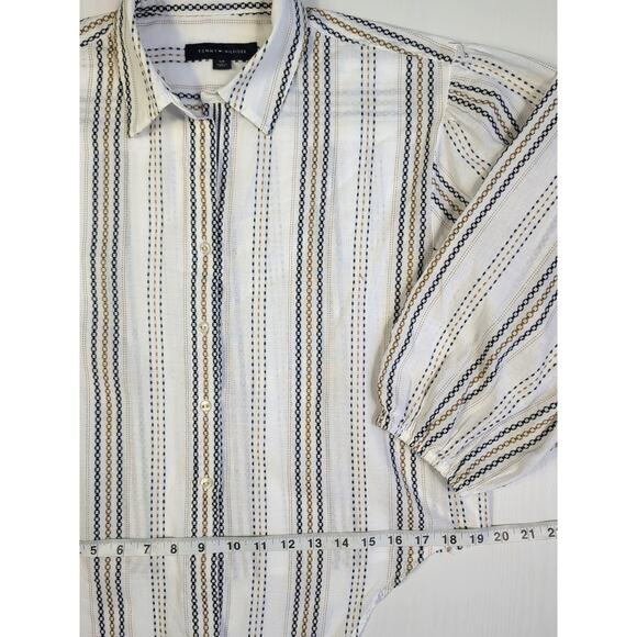 Tommy Hilfiger Womens Button Down Shirt S Blue Stripe Classic Casual Preppy - Picture 10 of 14